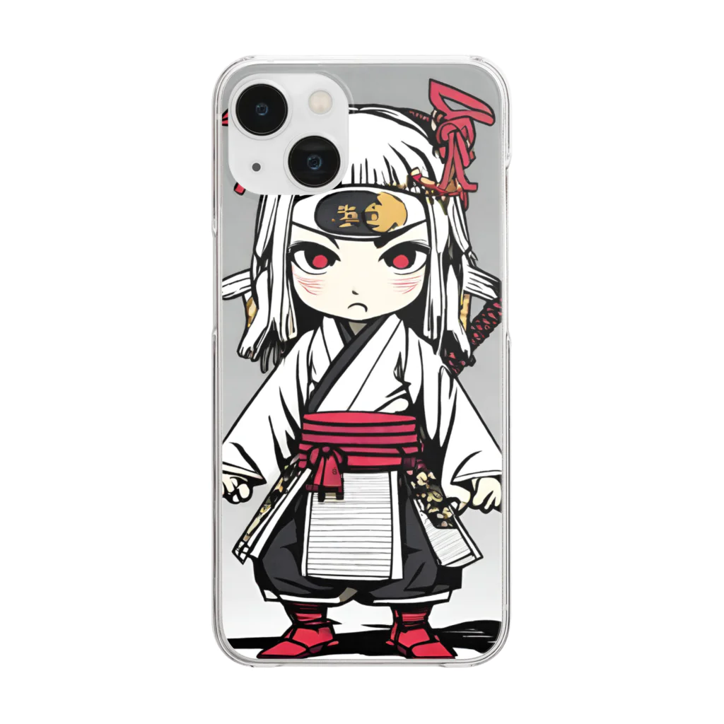 Zamurai【侍-samurai-】アートの女流Zamurai【侍女-makatachi-】ディフォルメ Clear Smartphone Case