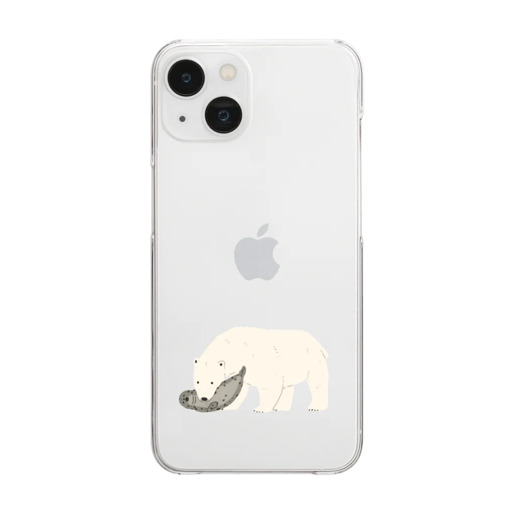 ノグチマリコ　動物のイラストレーターの民芸品のシロクマ(背景なし) Clear Smartphone Case