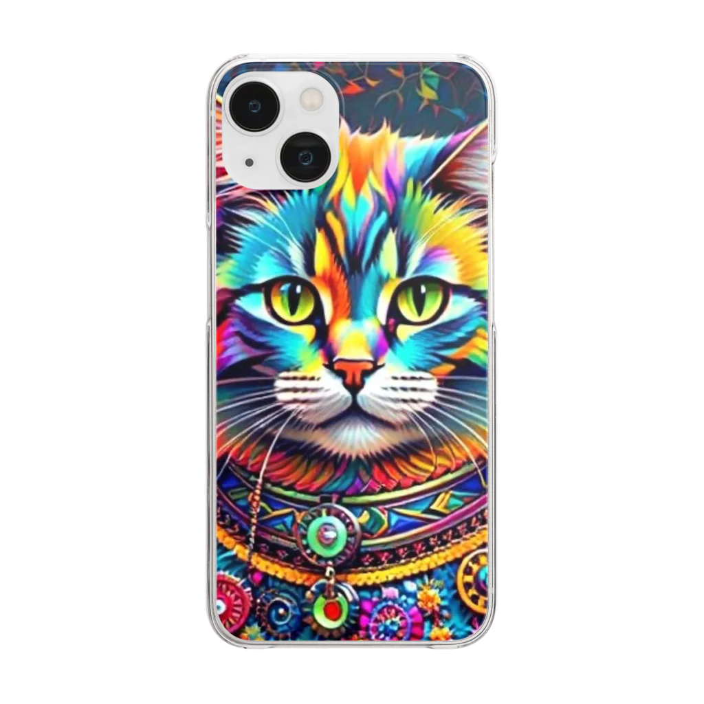 629_CAT_ARTのカラフルキャット6 Clear Smartphone Case