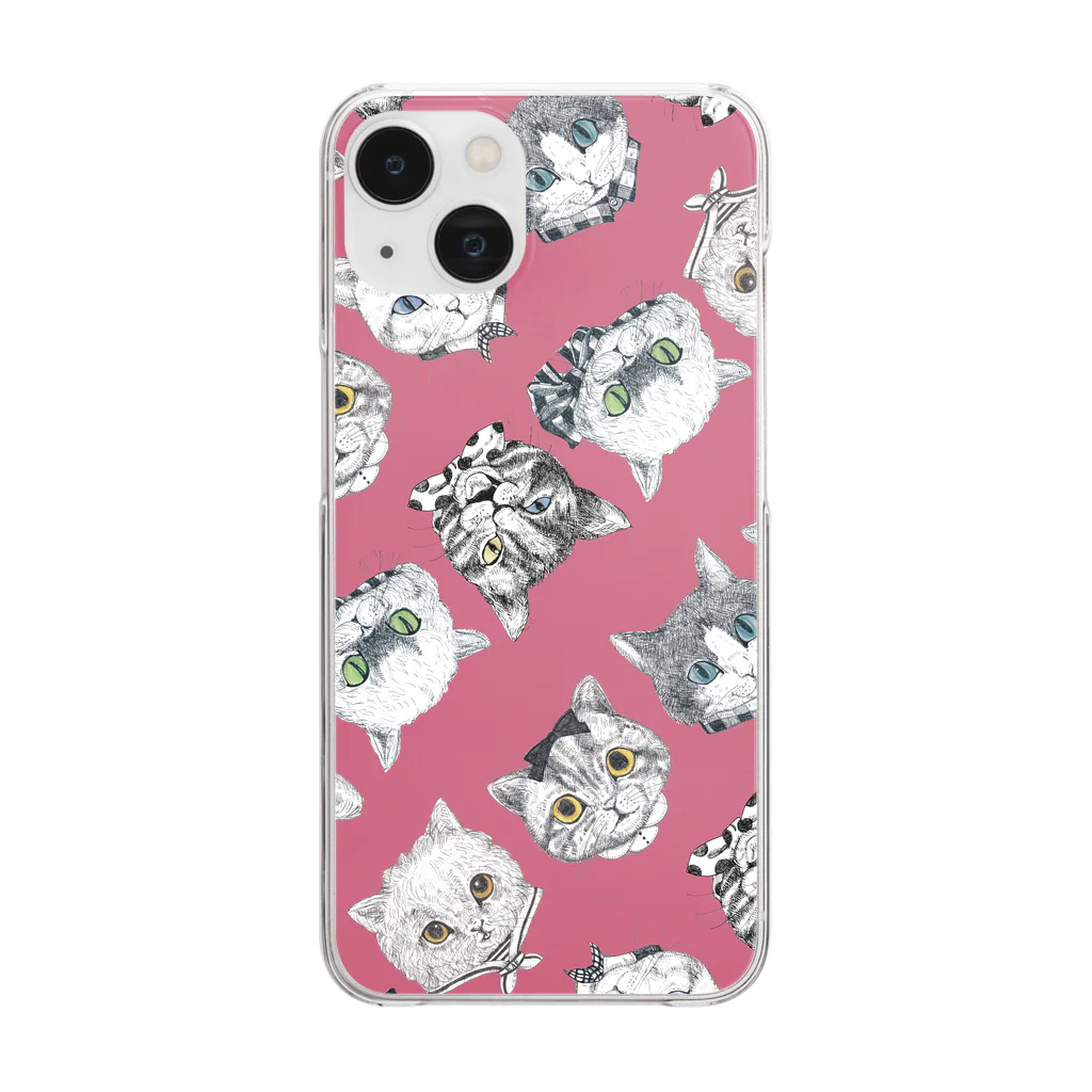 Ringo |  シュレの森　at SUZURIのNEKOS キャンディピンク Clear Smartphone Case