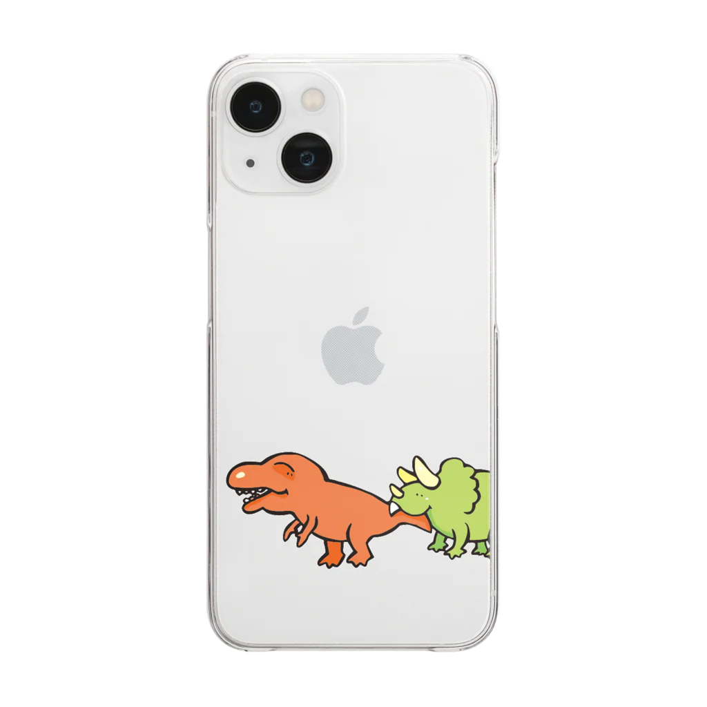 カタオカナオのカムカム恐竜（ティラノサウルス×トリケラトプス） Clear Smartphone Case
