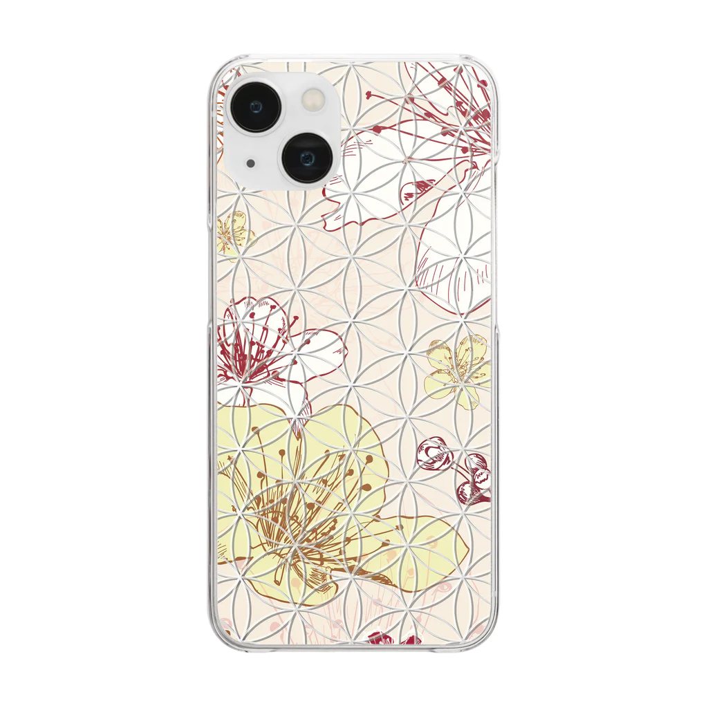 フラワーオブライフ スマホケース専門ショップのフラワーオブライフ 桜の花柄A [ピンク] Clear Smartphone Case