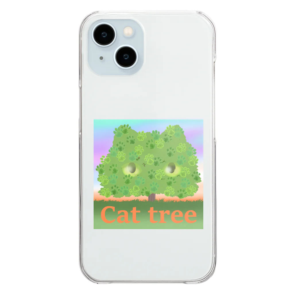 Charamaru MarketのＣＡＴ　ＴＲＥＥ Clear Smartphone Case