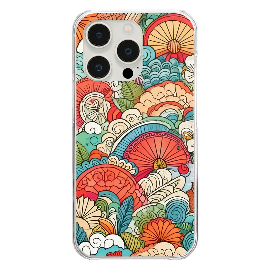 sukoyaの彩り豊かな華模様 Clear Smartphone Case