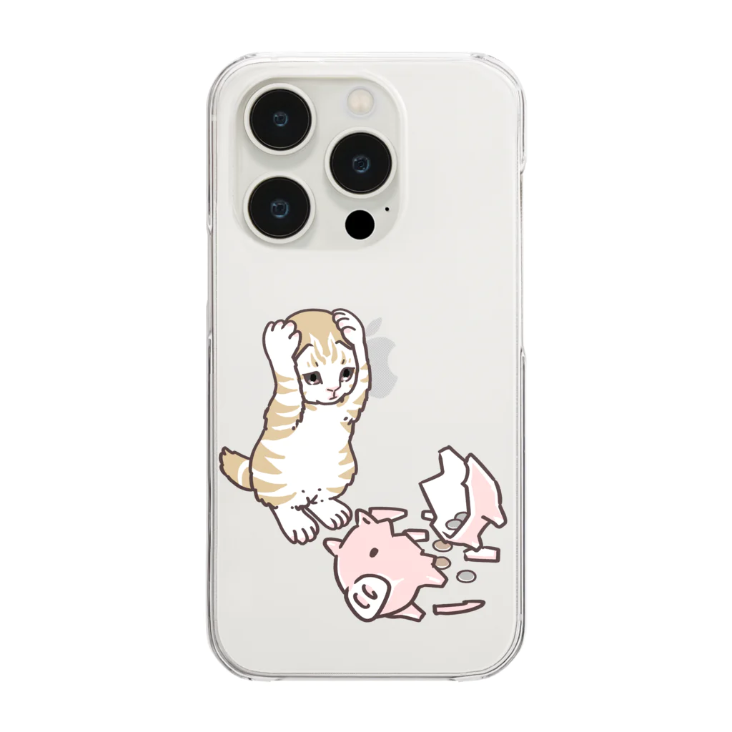 nya-mew（ニャーミュー）のやっちまったニャーちゃん Clear Smartphone Case