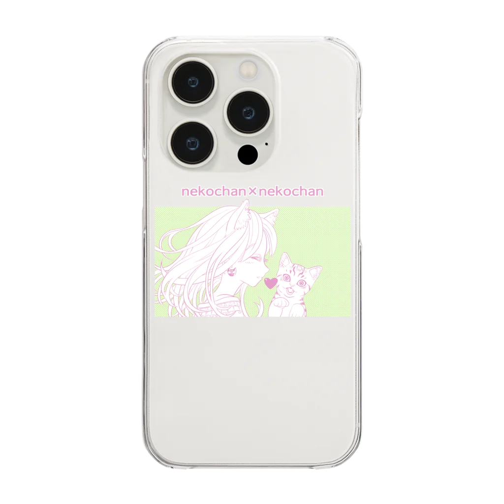 nya-mew（ニャーミュー）のネコチャン×ネコチャン Clear Smartphone Case