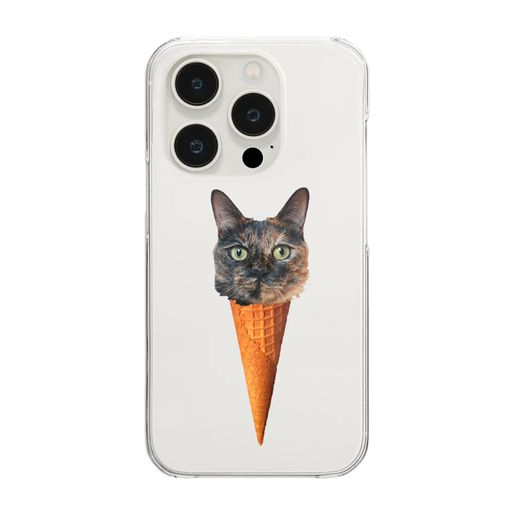 サビちゃんのサビ猫ソフトクリーム Clear Smartphone Case