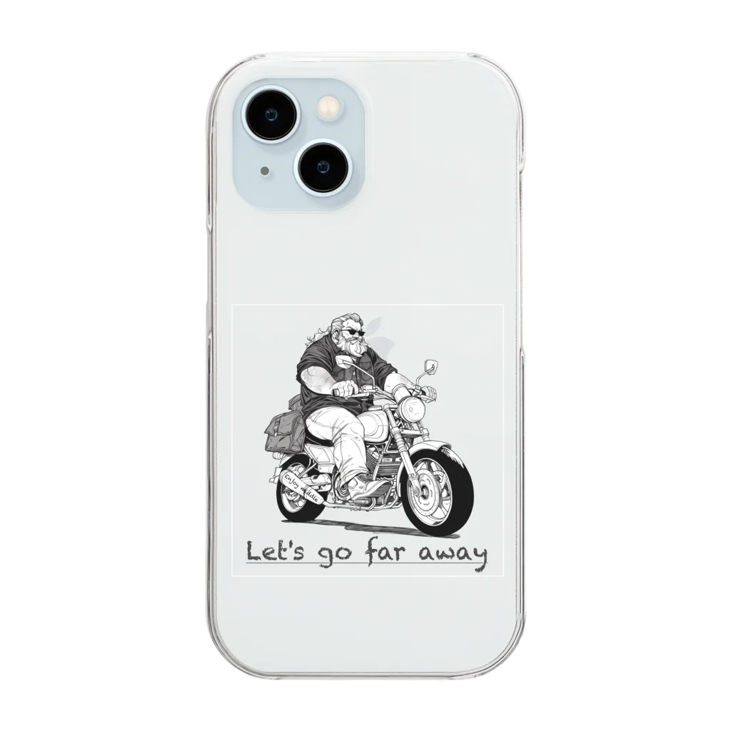 PENSE Design Worksのエンジョイミドル　Let's go far away クリアスマホケース