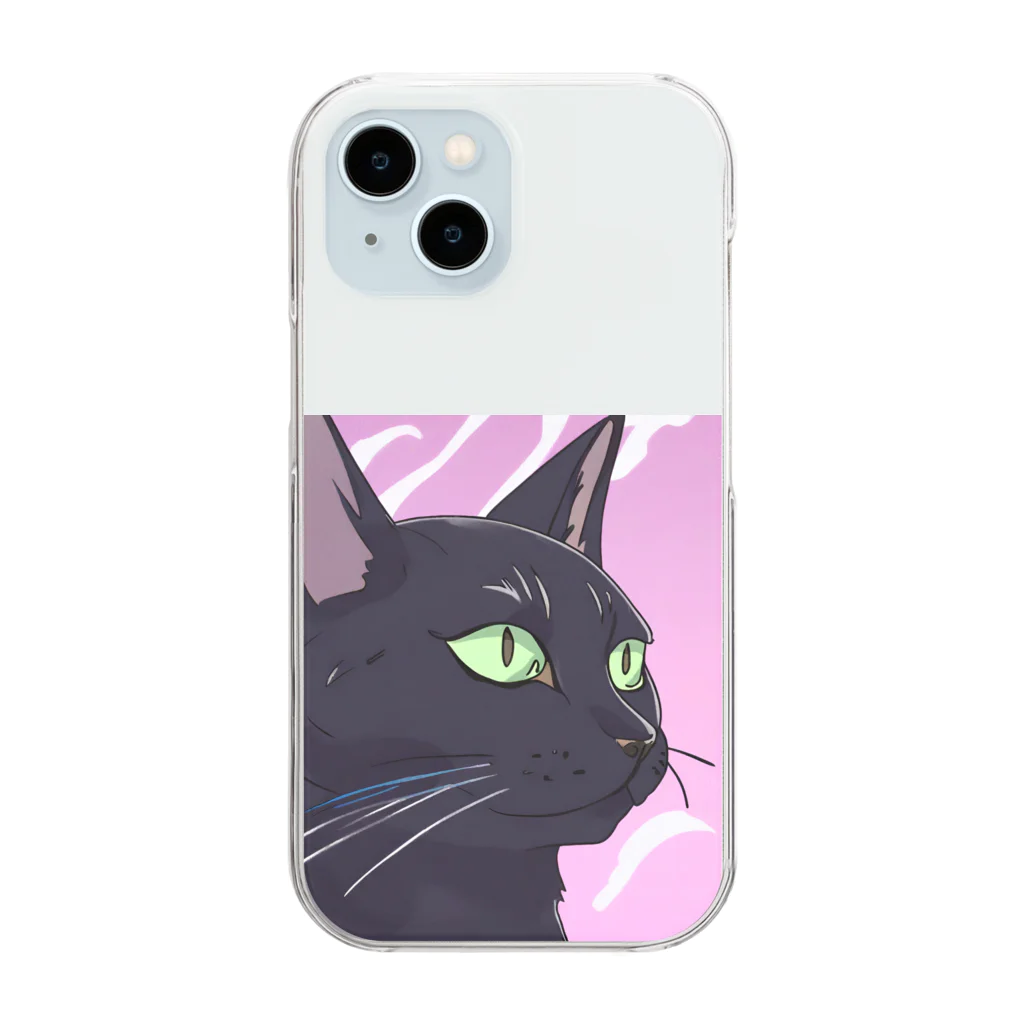 73GTCのかっこいい黒猫3 Clear Smartphone Case