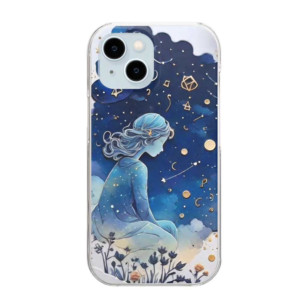 ISSEN🌟AIイラストの星降る丘 ～Celestial Fairy～ Clear Smartphone Case