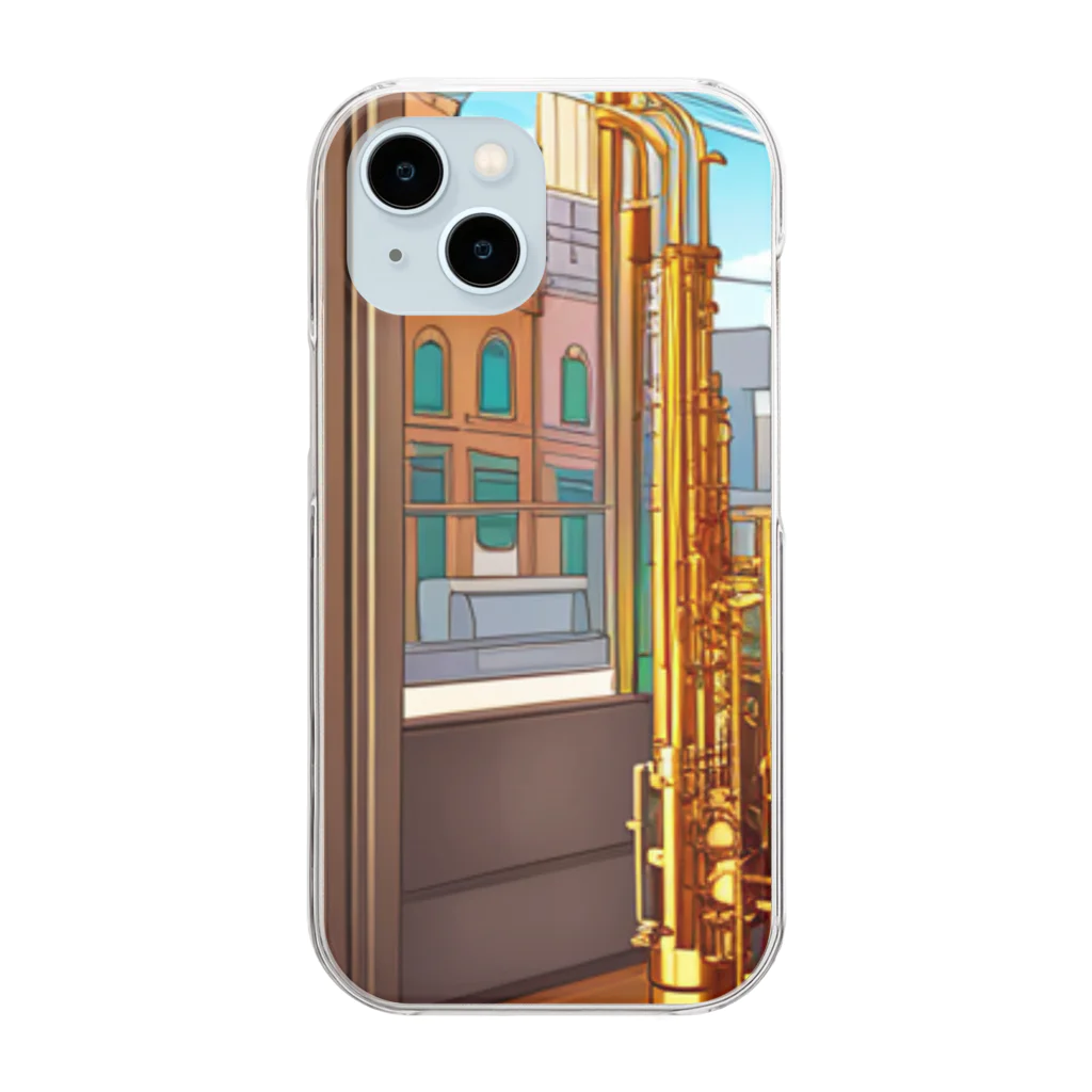 ほっこり絵音舎のバリトンサックスと風景 Clear Smartphone Case