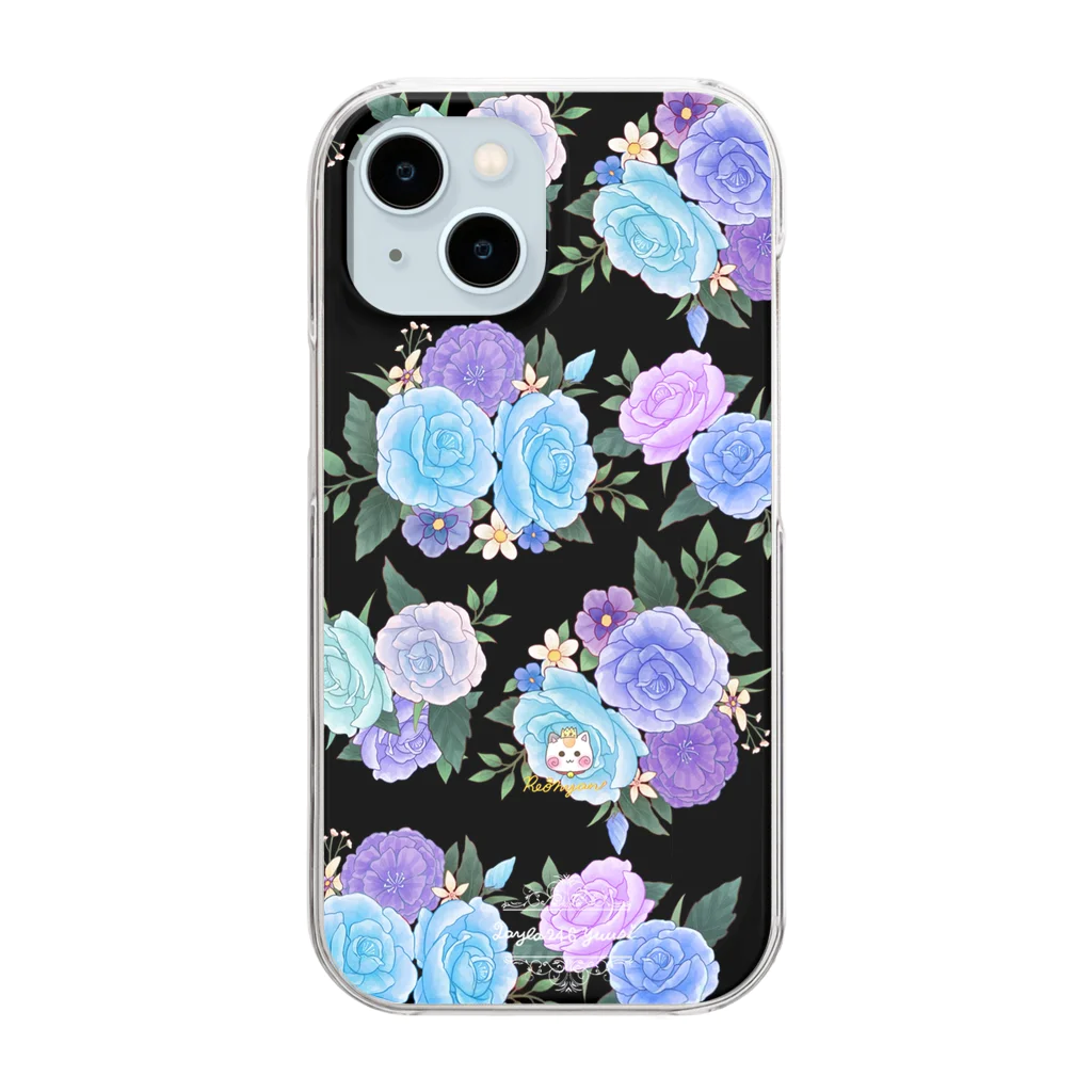 旅猫王子れぉにゃん👑😼公式(レイラ・ゆーし。)の【青紫バラ🌹】 Clear Smartphone Case