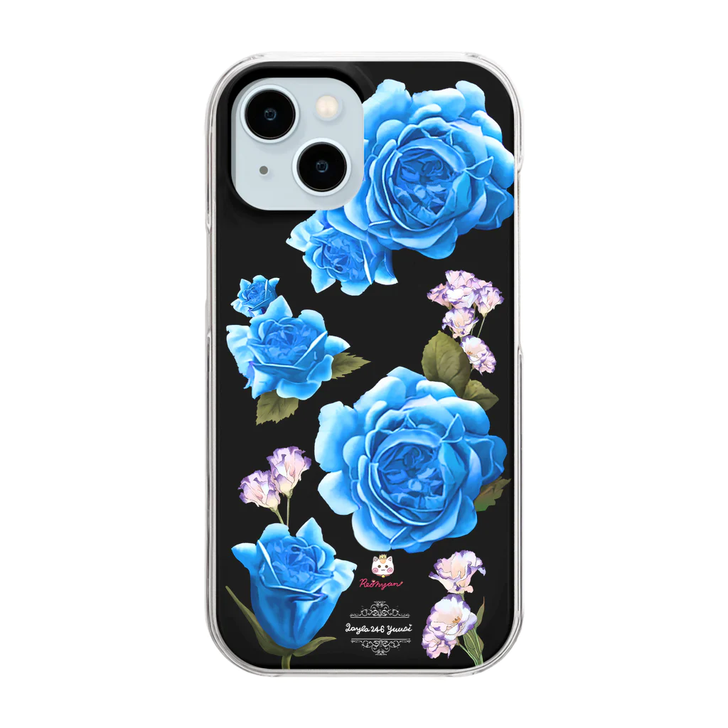 旅猫王子れぉにゃん👑😼公式(レイラ・ゆーし。)の【ロイヤル薔薇🌹】ブルー Clear Smartphone Case