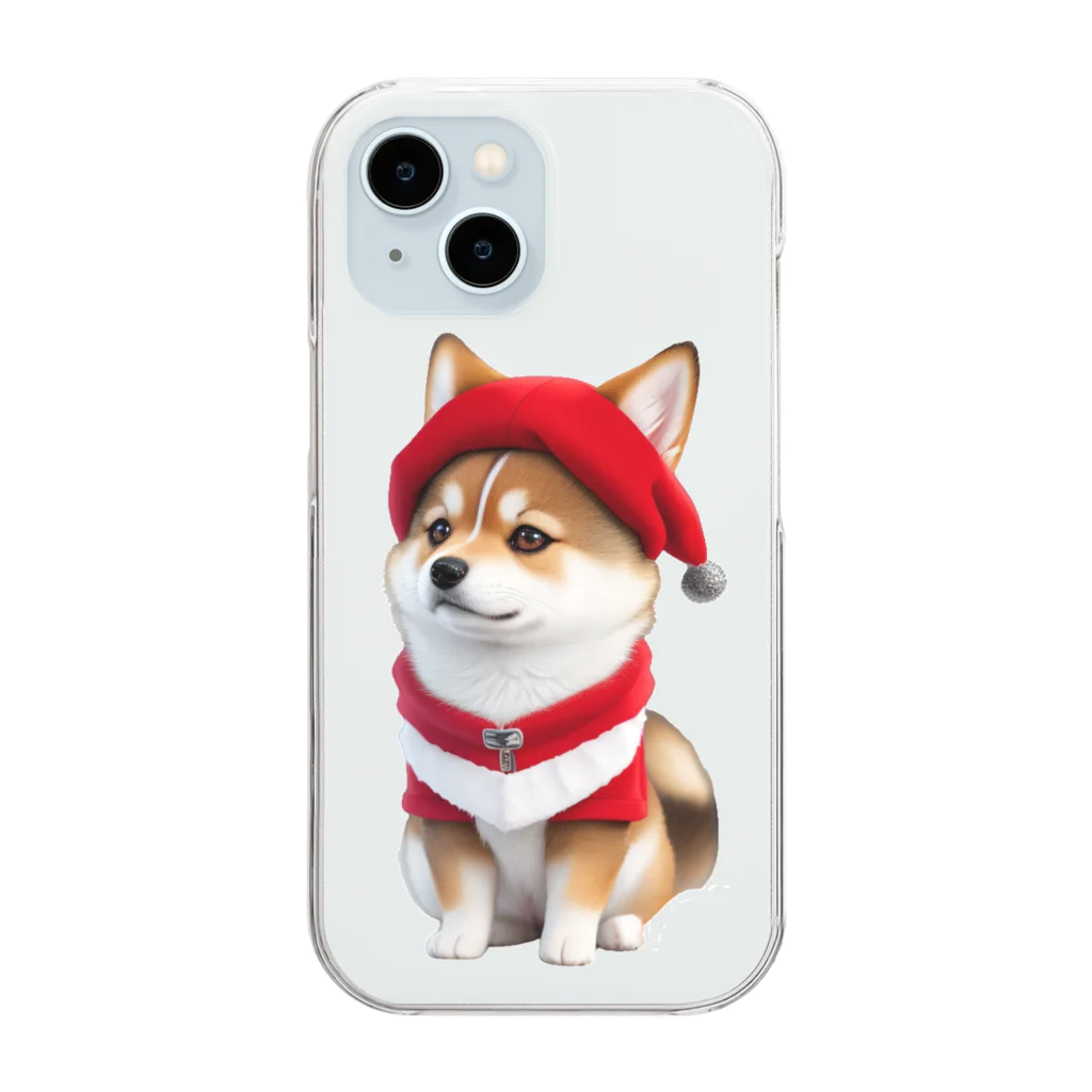 〜たけしゃんのお店〜の芝犬サンタ① Clear Smartphone Case