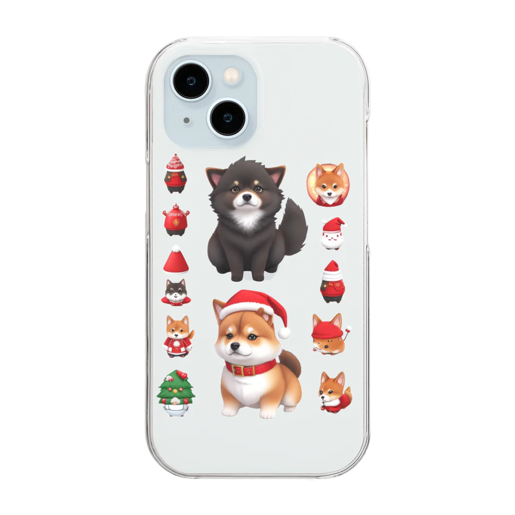 〜たけしゃんのお店〜の芝犬サンタ② Clear Smartphone Case