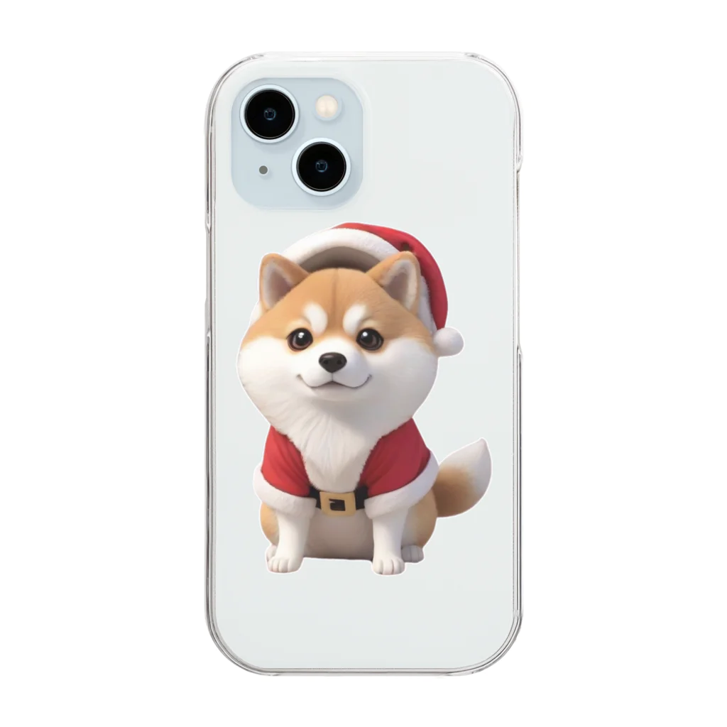 〜たけしゃんのお店〜の芝犬サンタ④ Clear Smartphone Case