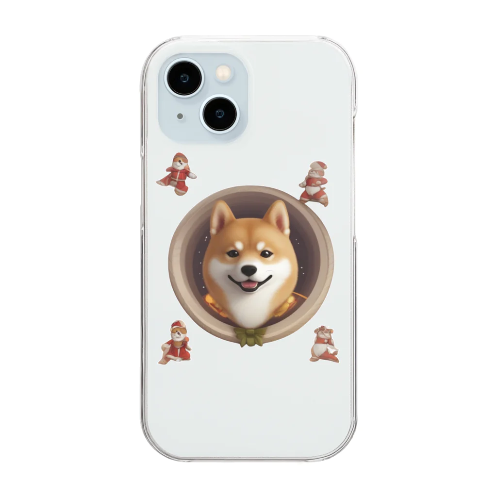 〜たけしゃんのお店〜の芝犬サンタ⑥ Clear Smartphone Case