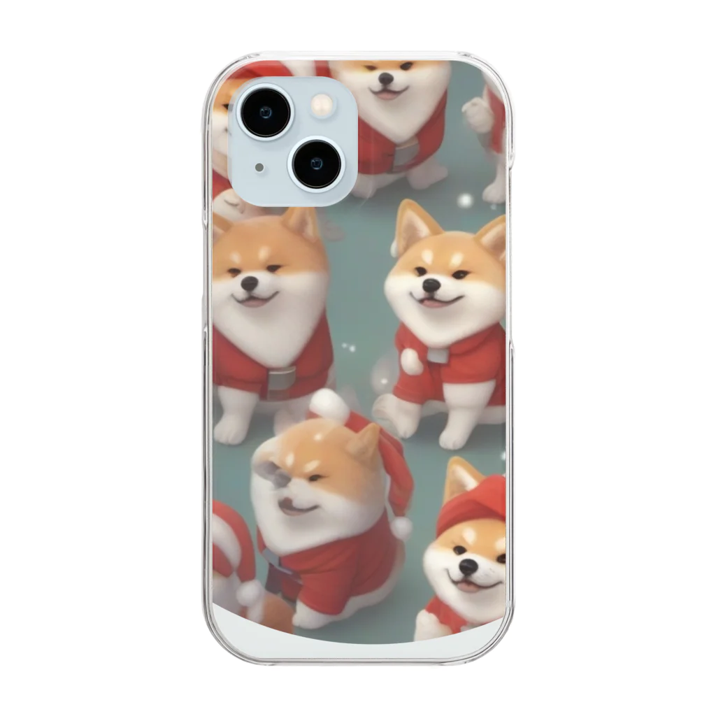 〜たけしゃんのお店〜の芝犬サンタ⑧ Clear Smartphone Case