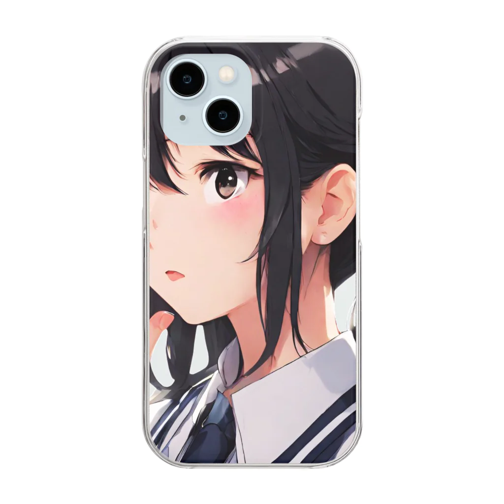 かわいい女の子とシュールな絵のあらあら～真理子さん Clear Smartphone Case