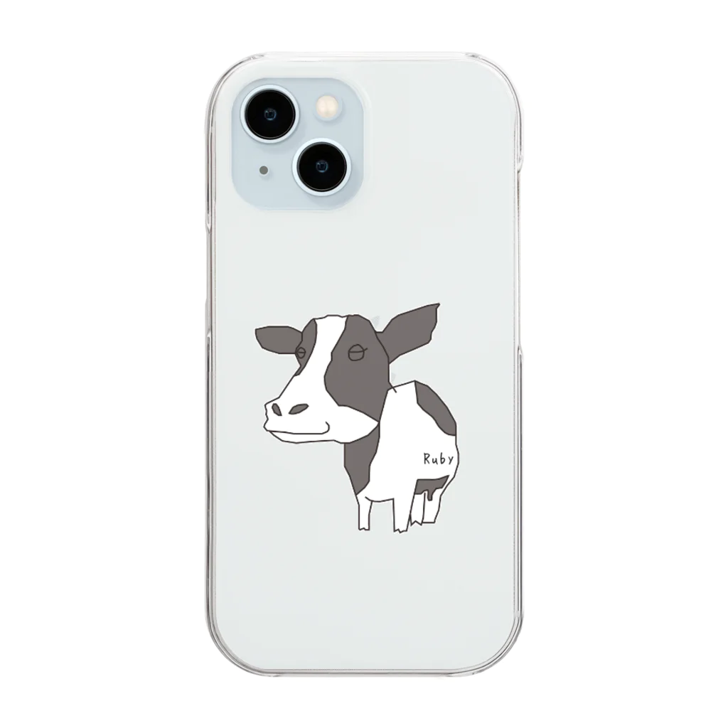 牛グッズ屋さんRubyのRubyホルスタイン牛さんロゴ Clear Smartphone Case