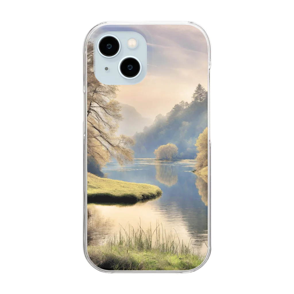 maikoのショップの静かな川辺の風景 Clear Smartphone Case