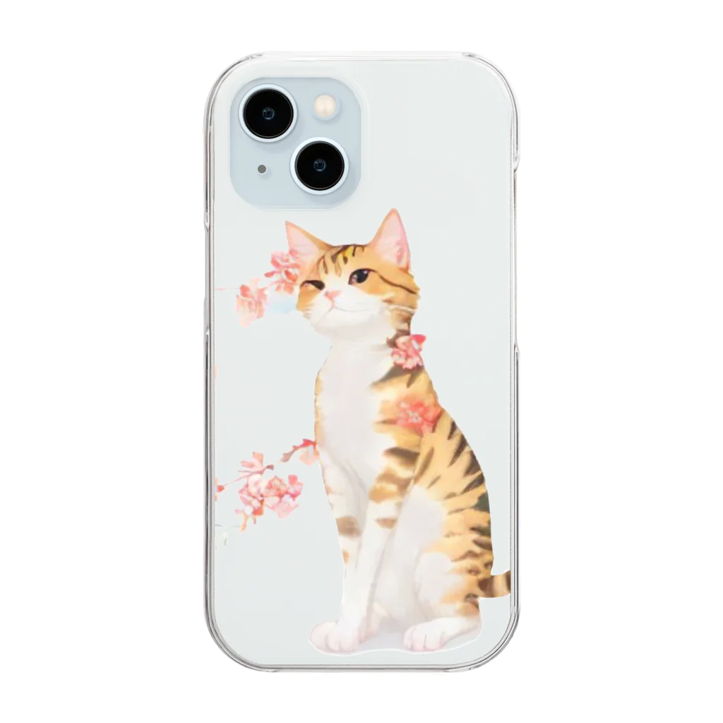 姫とすずり。の花となるねこ Clear Smartphone Case