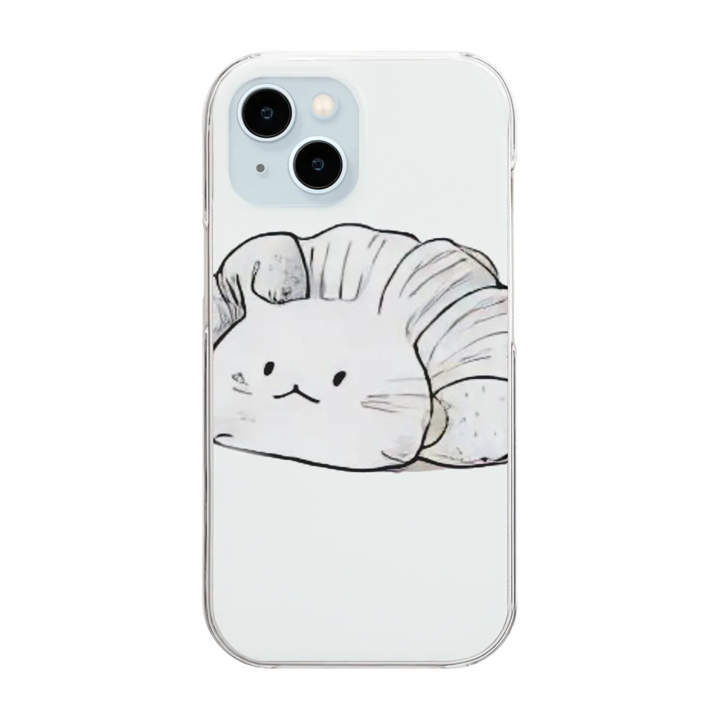 姫とすずり。のクロワッサンねこ Clear Smartphone Case