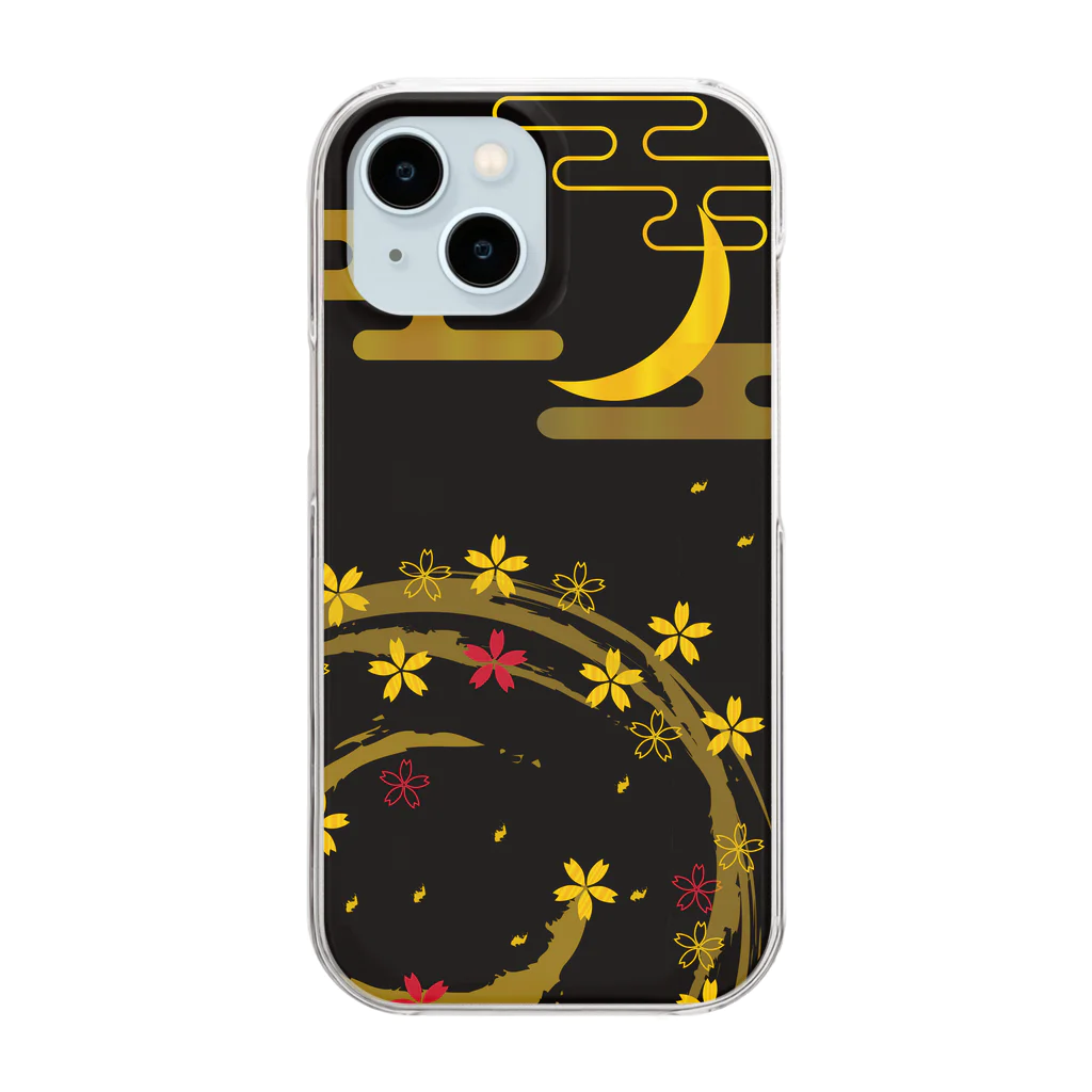 Musashi和柄Shop 【Japanese pattern】の月光花クリアスマホケース Clear Smartphone Case