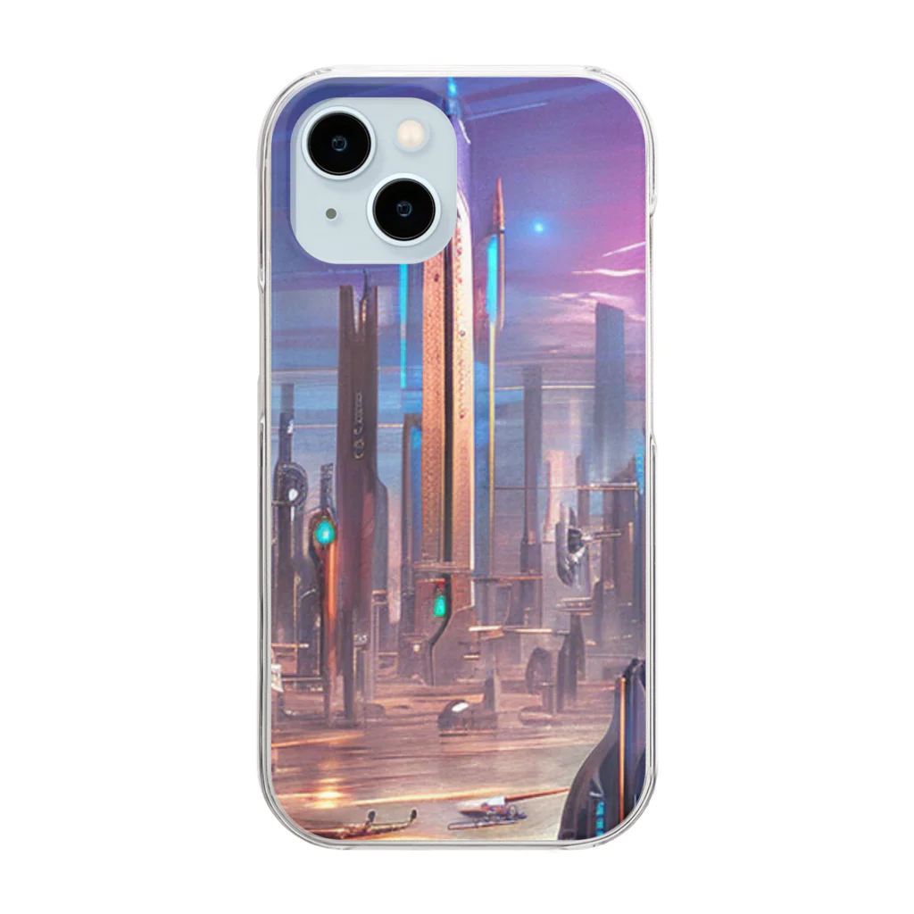 雑貨屋ちぃずの近未来の風景 Clear Smartphone Case