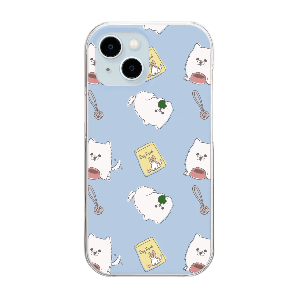 F_Illust_shopの白ぽめちゃんのパターンイラスト Clear Smartphone Case