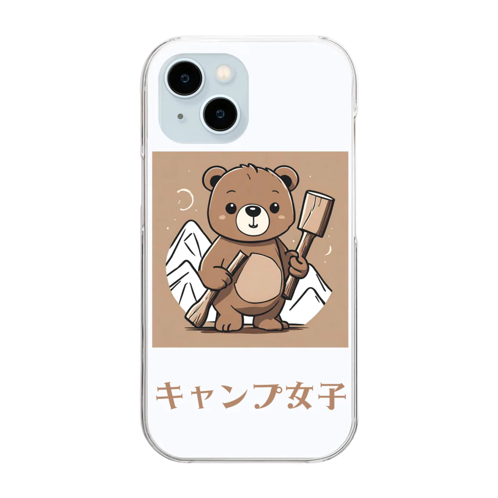 PORUPORU789の薪割りくまちゃん Clear Smartphone Case