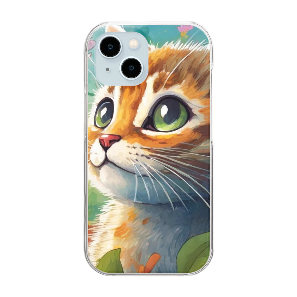 Happy Shopの可愛い猫キラキラ Clear Smartphone Case