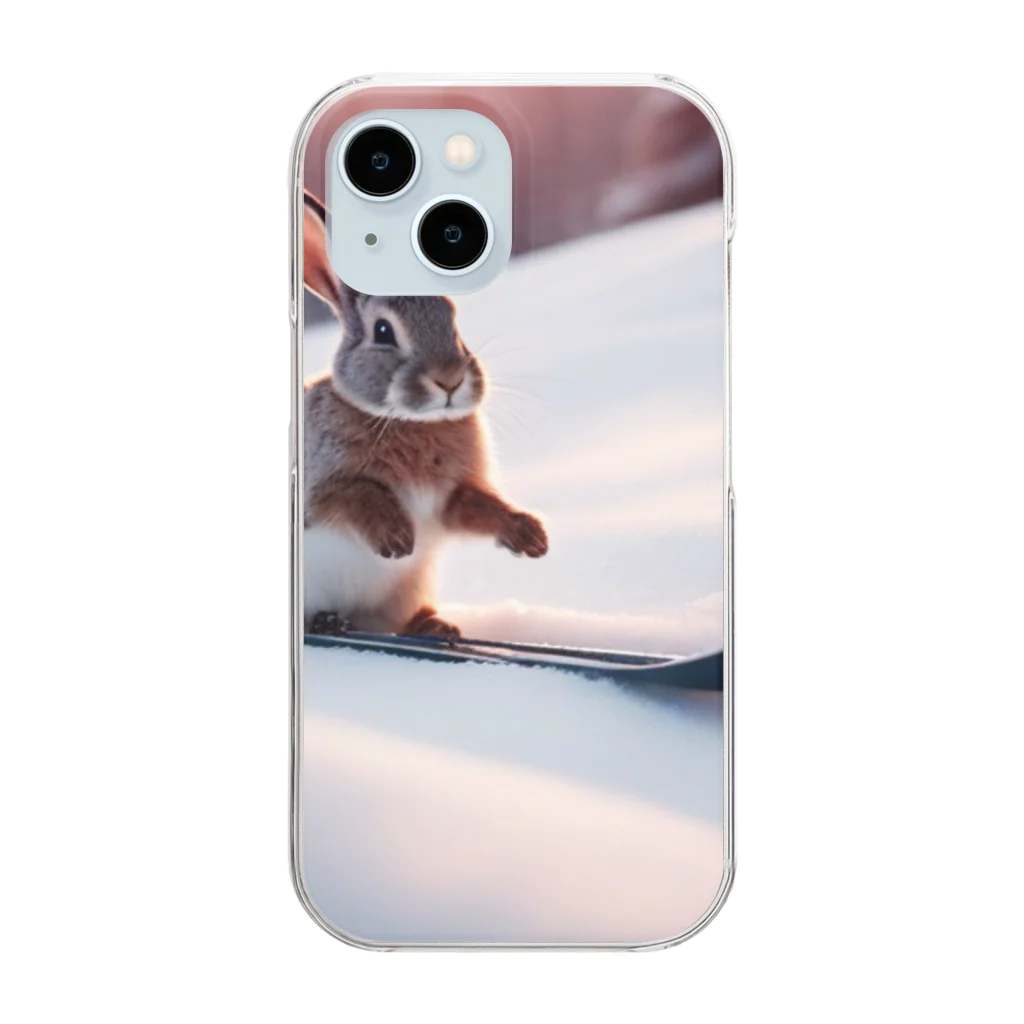 peinto888のスキーうさちゃん Clear Smartphone Case