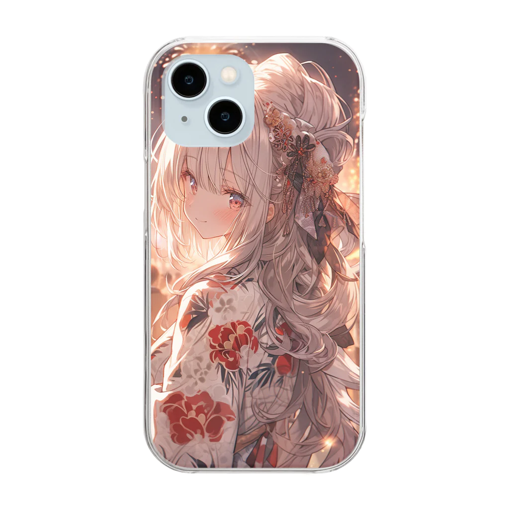 シルバームーンコーストの銀髪美女 シリーズ2 in 花火大会 Clear Smartphone Case