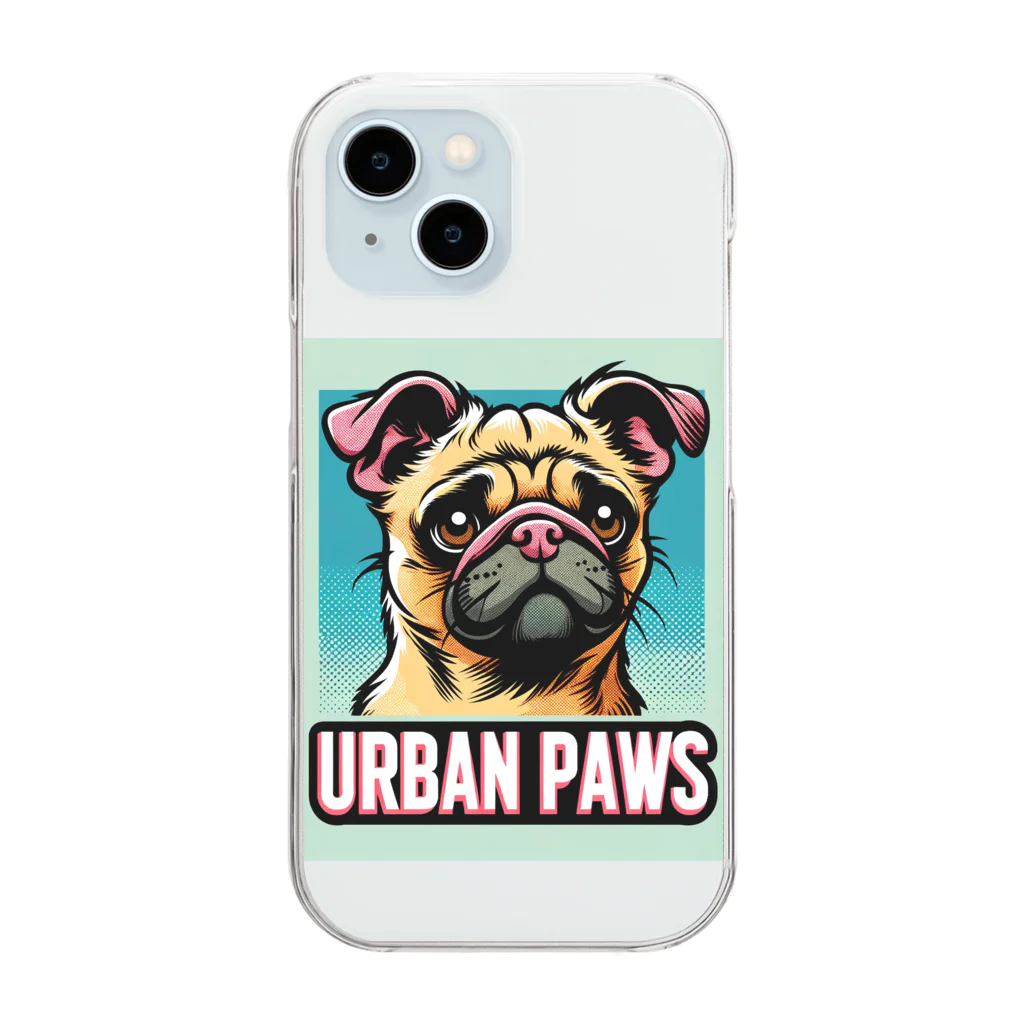 Urban pawsの情けない顔のパグチワワ「Urban paws」 クリアスマホケース