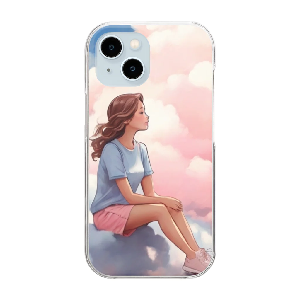 a_pesoの雲の上の少女 Clear Smartphone Case