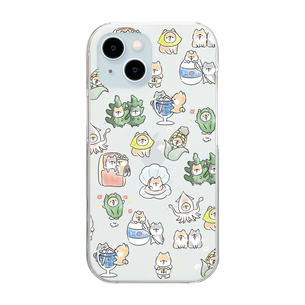 ほんわかしばいぬのダジャレを言う犬(いっぱい) Clear Smartphone Case