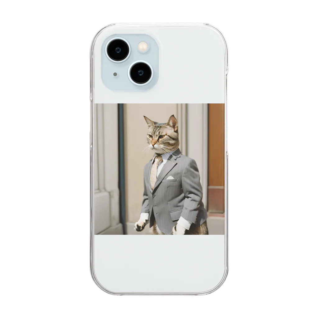 Hello_bananaのスーツねこ Clear Smartphone Case