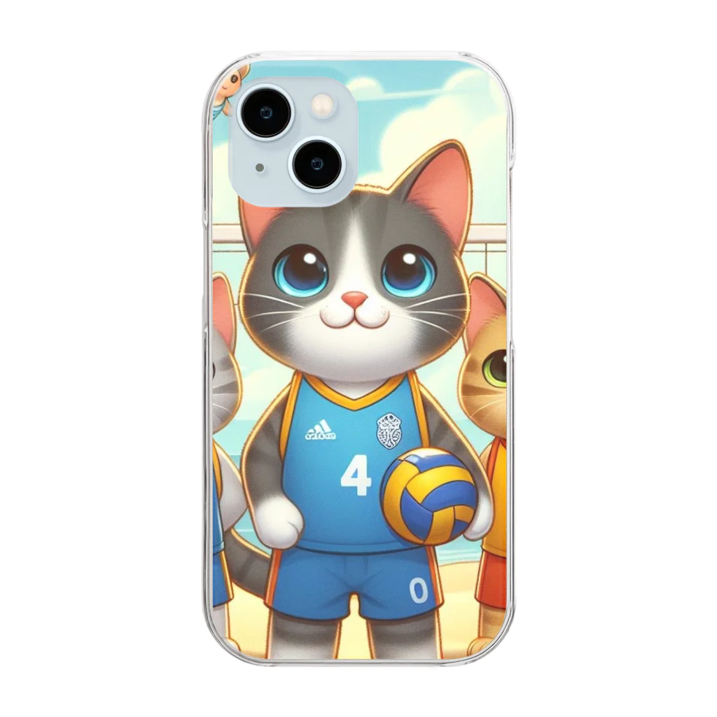 【volleyball online】の猫好きのみなさん必見！愛らしい猫のバレーボールグッズ クリアスマホケース