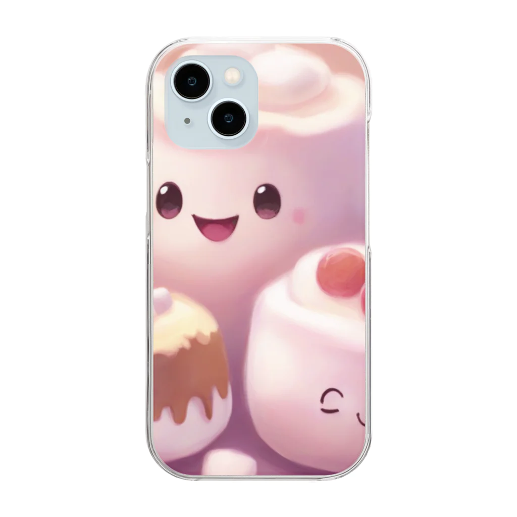 amxafukのふわふわマシュマロかわいいプリン Clear Smartphone Case