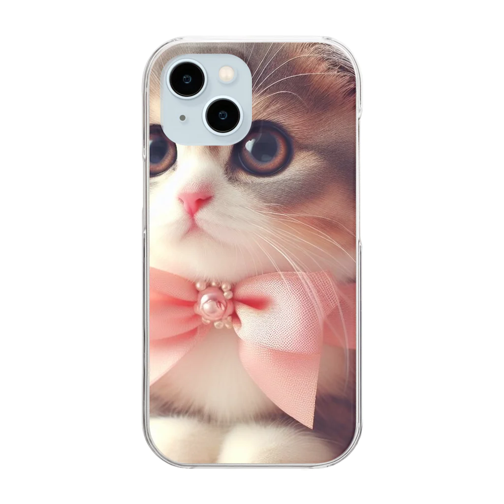 garagehoneybeeのリボン猫 Clear Smartphone Case