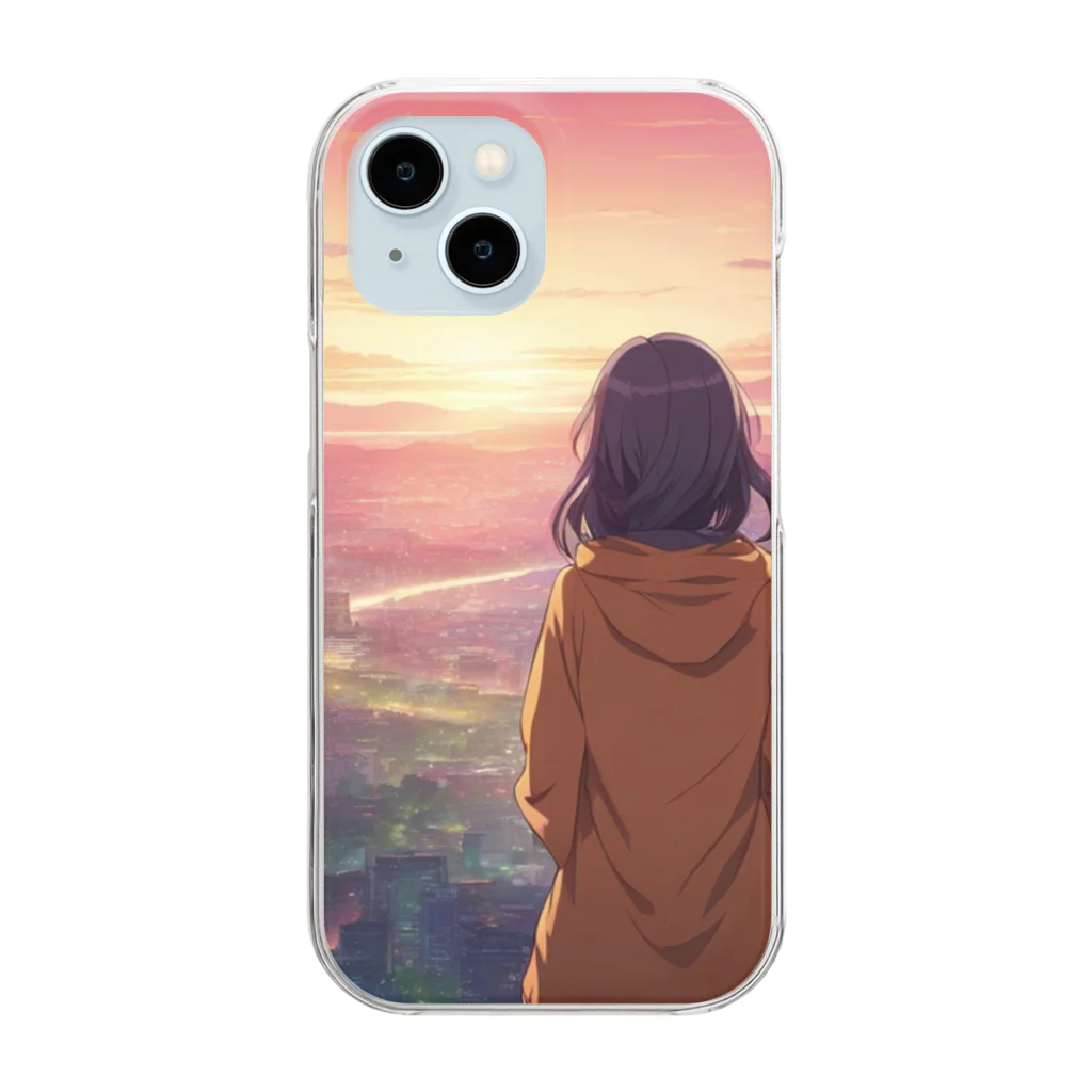 241028mada-mumeinadezaina-の女性の後ろ姿 Clear Smartphone Case