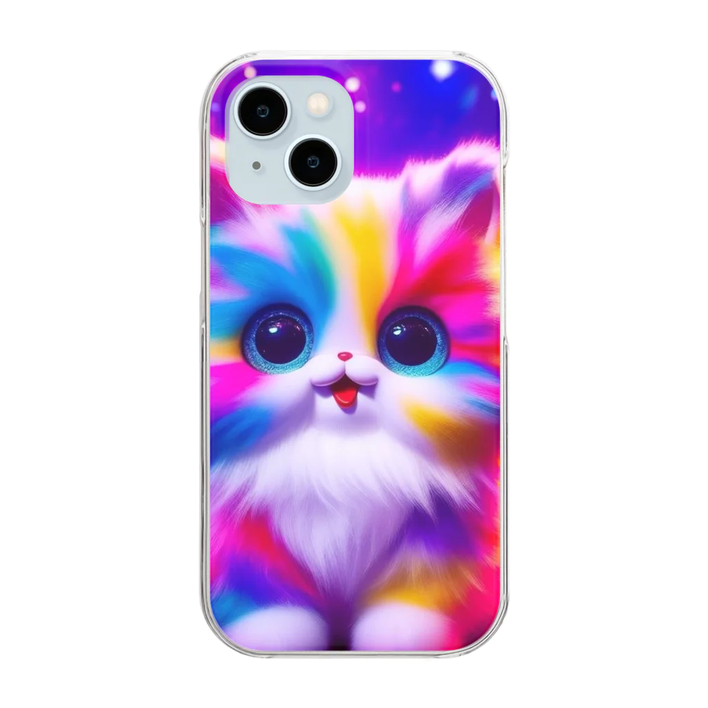 colorfulのrainbow cat クリアスマホケース