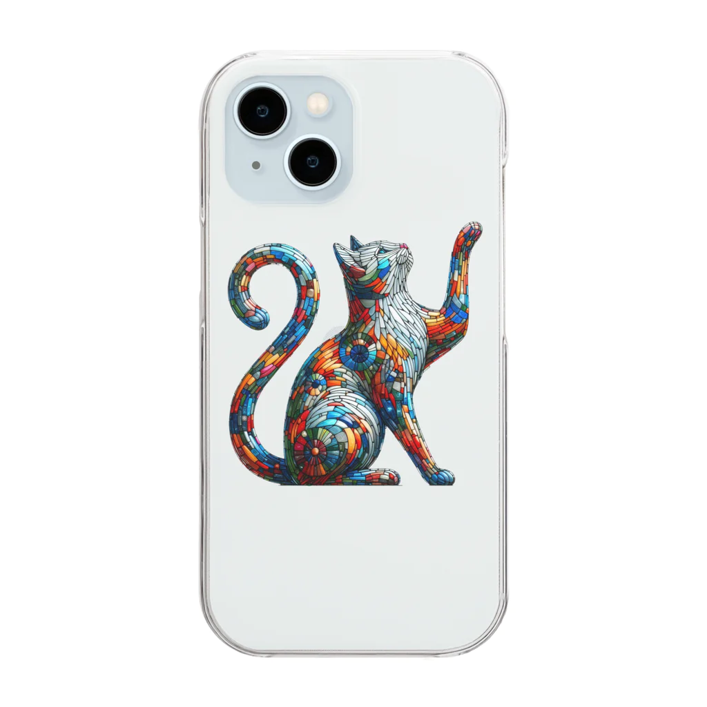 macchonのガラス猫03 Clear Smartphone Case