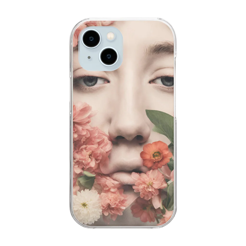 peach treeの鼻には花を Clear Smartphone Case