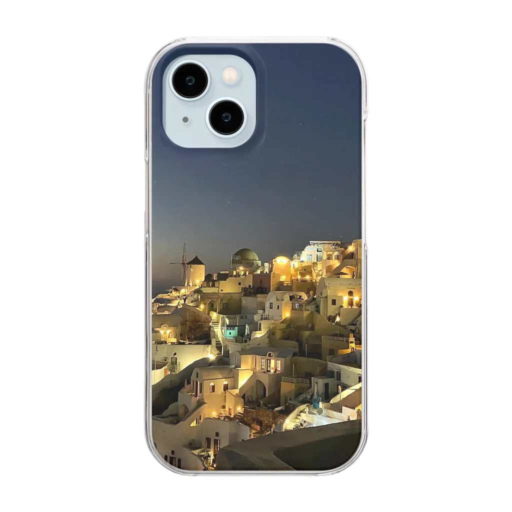 early_sealのサントリーニの夜景 Clear Smartphone Case