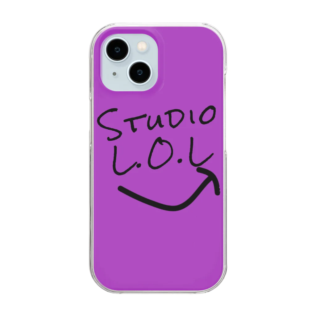 Studio L.O.Lの【手書き風ロゴフェイス】紫色 クリアスマホケース