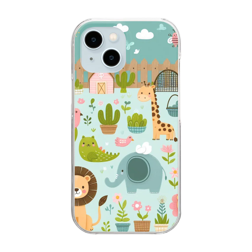 ニューライフマサラショップのワクワク動物園の愉快な仲間たち♪ Clear Smartphone Case