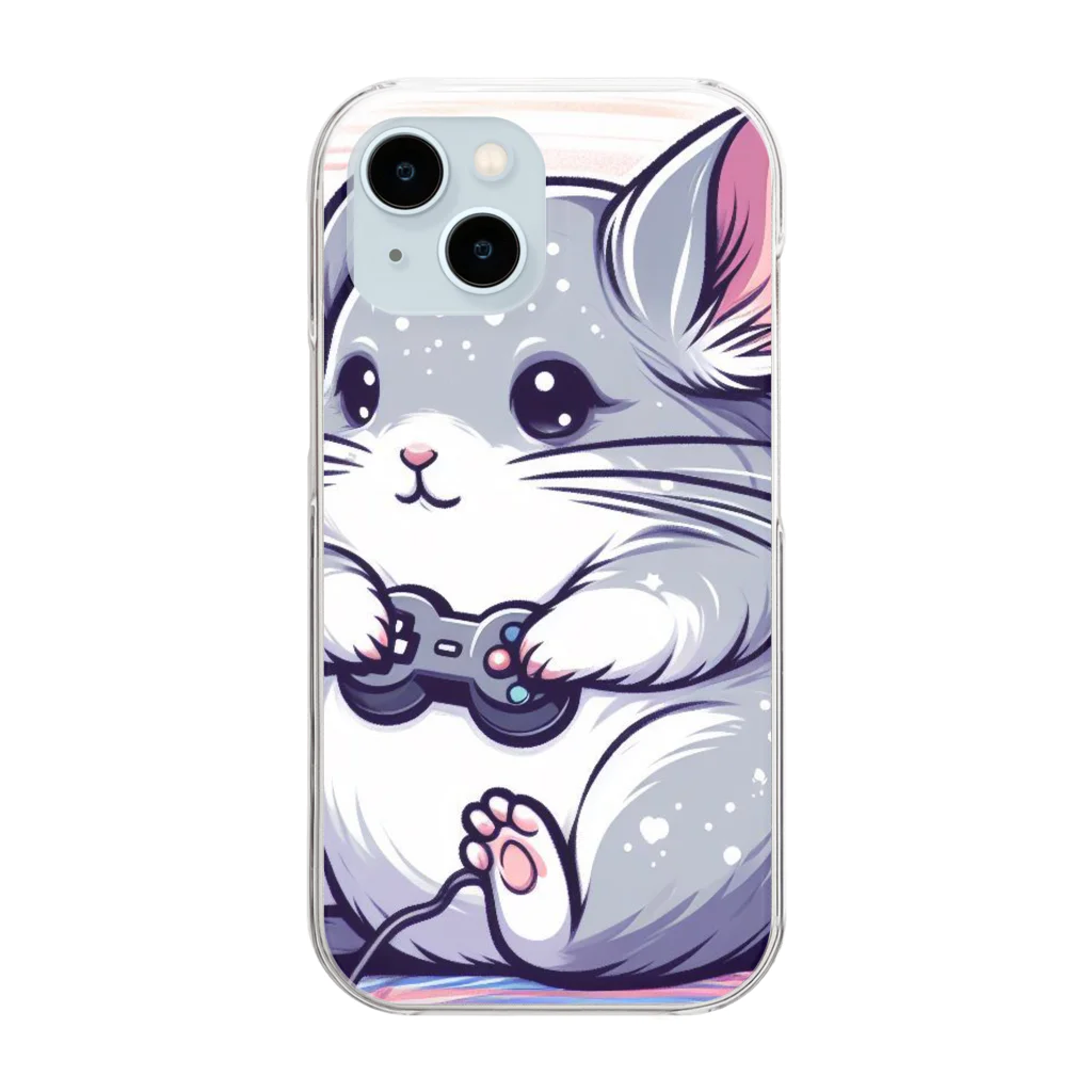 もふっとチンチラ🐭のゲーマーチンチラ Clear Smartphone Case