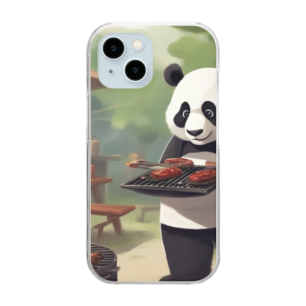 ycm02111968の「食欲をそそるパンダが食事を運びます！」 Clear Smartphone Case